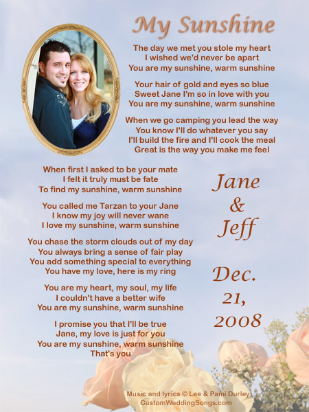 Lyric sheet with roses and sky, including lyrics