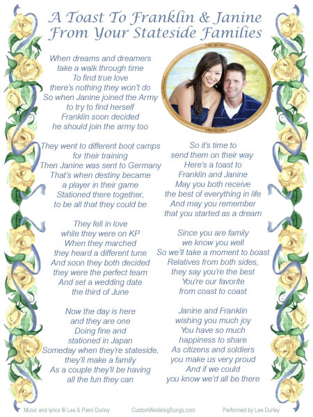 Sample Wedding song lyric sheet