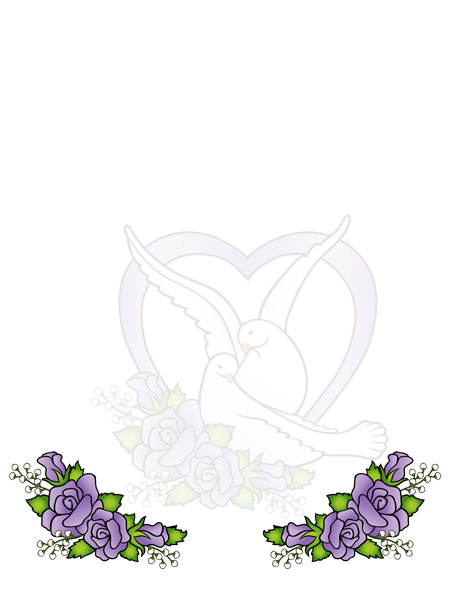 Blank lyric sheet with doves and roses