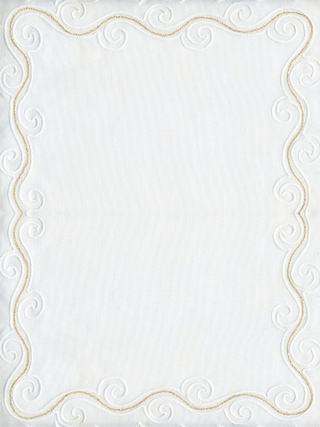Blank lyric sheet with white and gold scroll,
